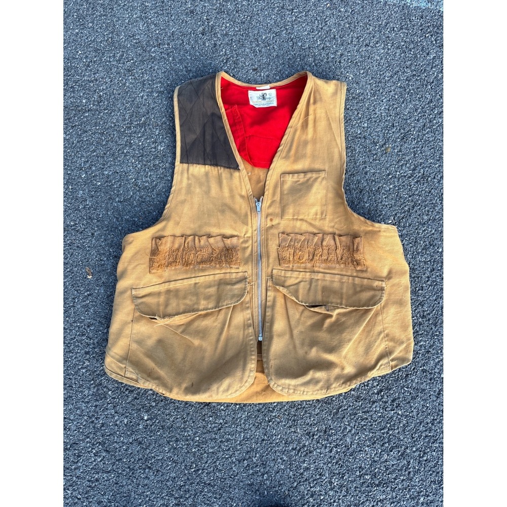 Vintage Canvas Hunting Vest Tan Workwear Utility Game Vest Men's Large